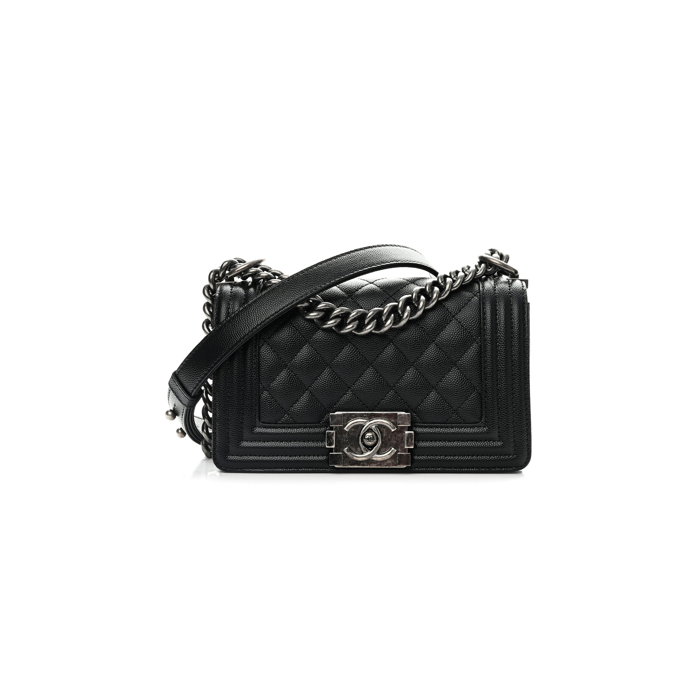 CHANEL MASTER CAVIAR SMALL QUILTED BOY FLAP BLACK A67085 Y83338 94305 (20*12*8cm)